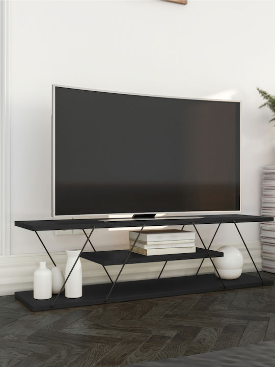 Metal / Particle Board TV Furniture Ανθρακί / Μαύρο L120xW30xH33cm