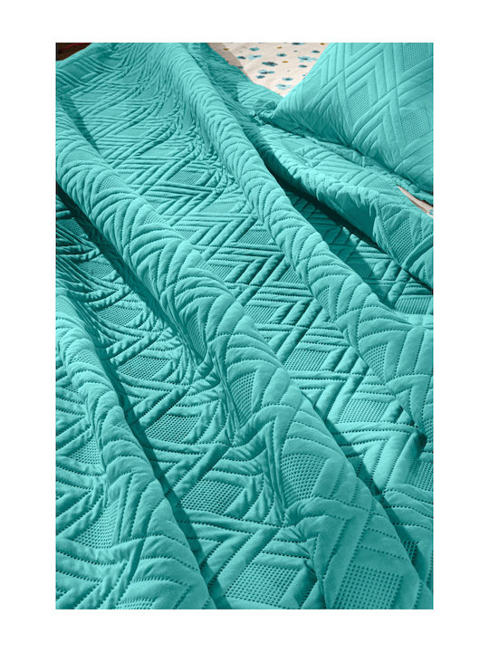 Guy Laroche Curves Set Coverlet Queen Size Microfiber Petrol 220x240cm 2pcs