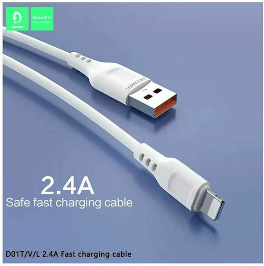 Denmen Denmen D01T USB 2.0 Cable USB-C male - USB-A Λευκό 1m