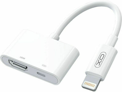 XO HUB005 Μετατροπέας Lightning male σε HDMI / USB-C female Λευκό