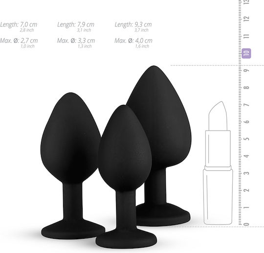 Easytoys Diamond Анални тапи Подредба Black 3бр