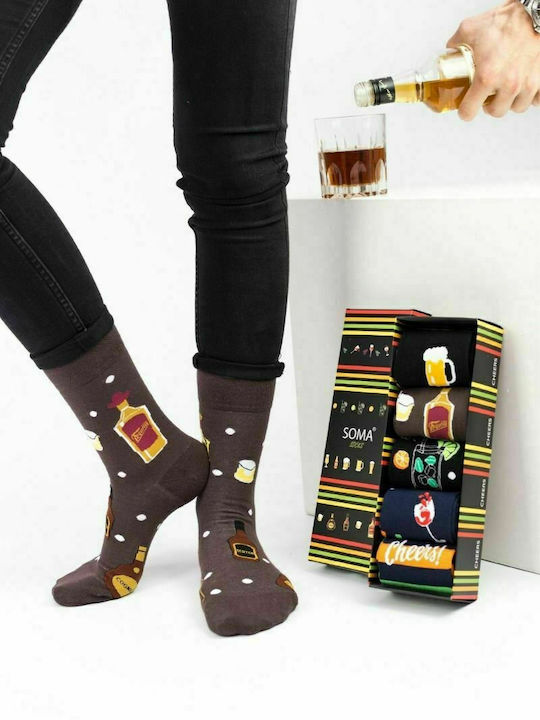 Soma Socks Cheers Unisex Κάλτσες με Σχέδια Μπλε 5 Pack