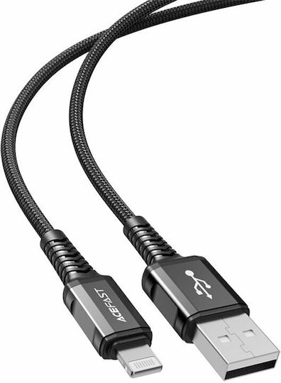 Acefast C1-02 Плетена USB-A към Lightning кабел 30W Черен 1.2м