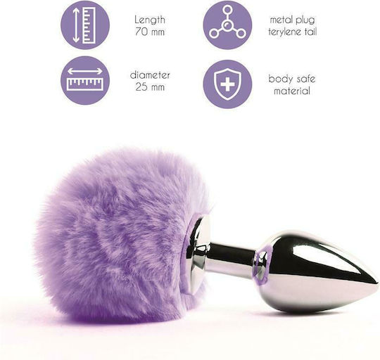 Feelztoys Butt Plug With Bunny Tail Anal Plug Purple 7cm