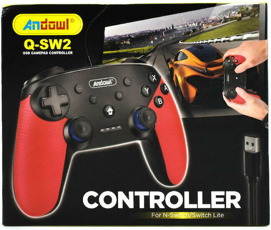 Andowl Q-SW2 Ενσύρματο Gamepad για Switch Κόκκινο