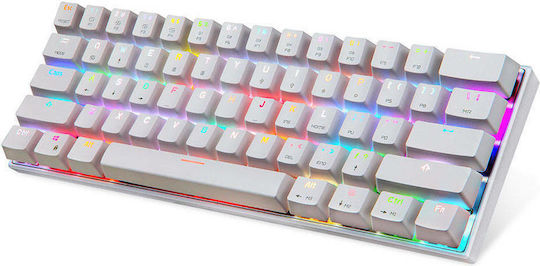 Motospeed CK62 RGB Ασύρματο Gaming Μηχανικό Πληκτρολόγιο 60% με Outemu Blue διακόπτες και RGB φωτισμό (Ελληνικό) Λευκό