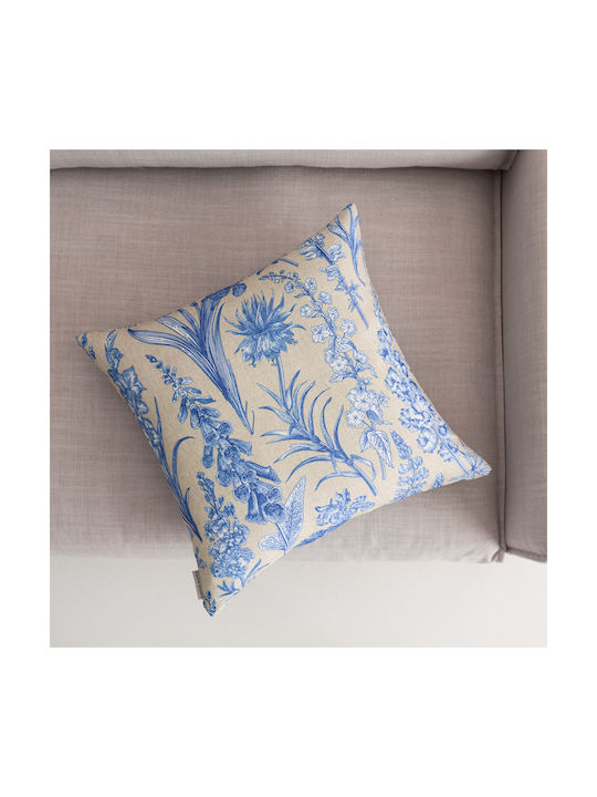 Gofis Home Decorative Pillow Case Melony 396 from 100% Cotton Beige / Blue 43x43cm.