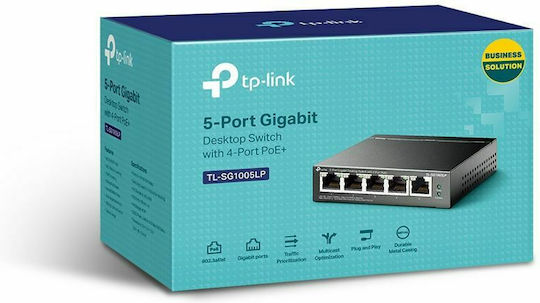 TP-LINK TL-SG1005LP Unmanaged L2 PoE+ Switch with 4 Gigabit (1Gbps) Ethernet Ports