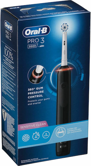 Oral-B Pro 3 3000 Sensitive Clean Elektrische Zahnbürste mit Drucksensor Schwarz