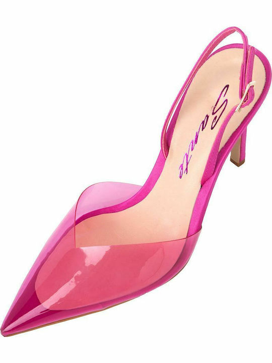 Pointed Toe Heels Made of Patent Leather with Fuchsia Stiletto Heel Height