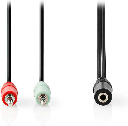 Nedis 3.5mm Jack Cable Male to Female Black 0.12m with Gold Plated Terminals