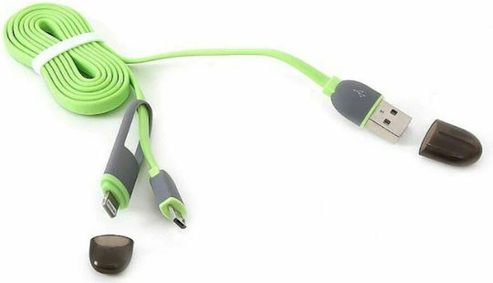 Platinet Flat USB to Lightning/micro USB Cable Πράσινο 1m (PL42872)
