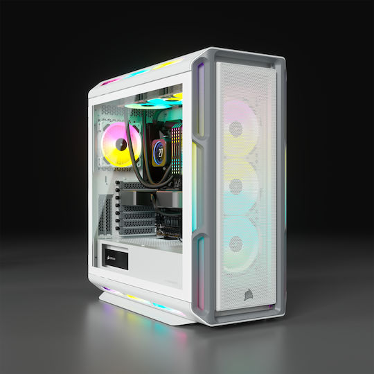 Corsair ICUE 5000T RGB Gaming Midi Tower Computer Case with Side Window White