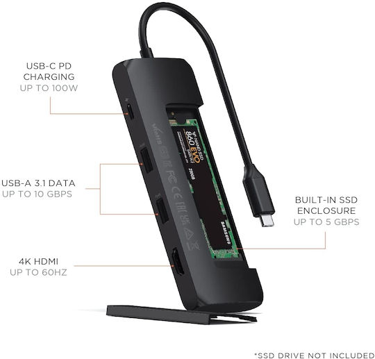 Satechi Hybrid USB-C Docking Station with HDMI 4K PD Black