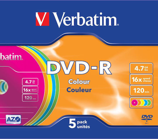 Verbatim Записваеми DVD-R 16x 4.7ГБ 5бр