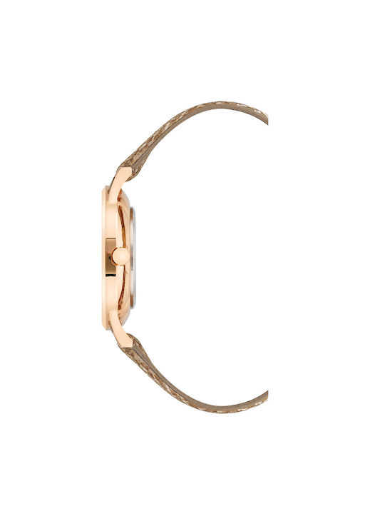 Nine West Uhr mit Rose Gold Lederarmband