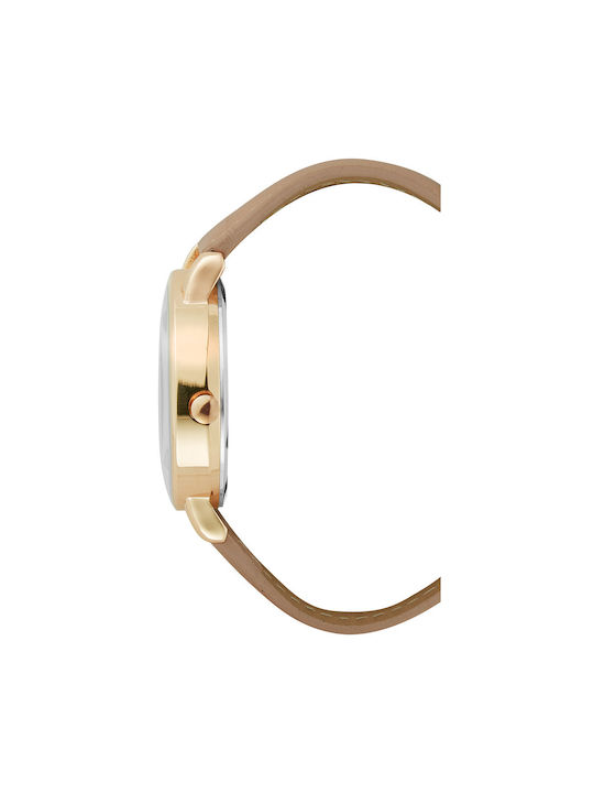 Nine West Uhr mit Beige Lederarmband