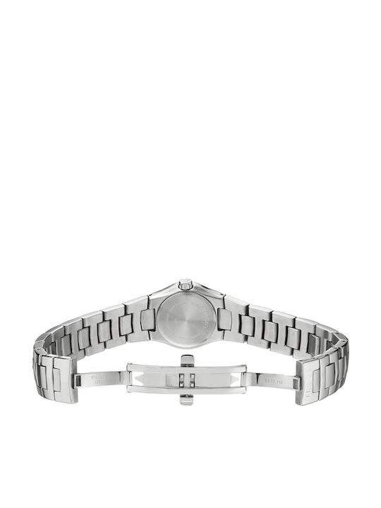 Tissot Tround Γυναικείο Ρολόι Μπαταρίας με Ασημί Μεταλλικό Μπρασελέ