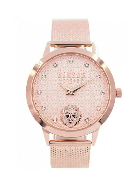 Versus by Versace Strandbank Crystal Ladies Watch with Pink Gold Metal Bracelet