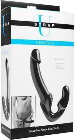 Strap U Revolver Strapless Strap On G-Spot Dildo Strapless Strap On with Dildo 25.40cm in Black Color