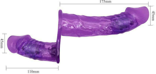 Baile Multi Speed Vibrating Lesbian Wearable Dual Dildo Harness με Διπλό Dildo 17.5cm και Δόνηση σε Μωβ Χρώμα