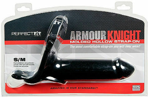Perfect Fit Brand Armour Knight XL Strap On Gurtzeug mit Dildo in Schwarz Farbe