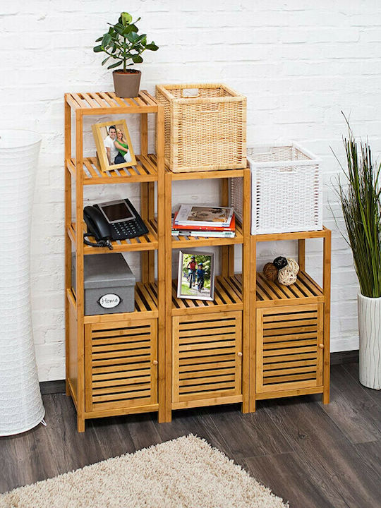 Relaxdays Επιδαπέδια Ραφιέρα Μπάνιου Bamboo με 2 Ράφια 36.5x33x80cm