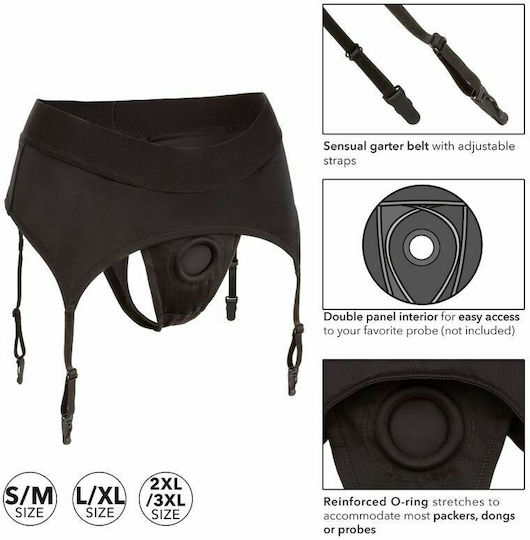 Calexotics Boundless Thong with Garter L / XL Εσώρουχο σε Μαύρο Χρώμα