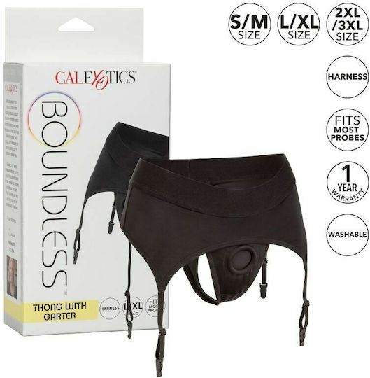 Calexotics Boundless Thong with Garter L / XL Εσώρουχο σε Μαύρο Χρώμα