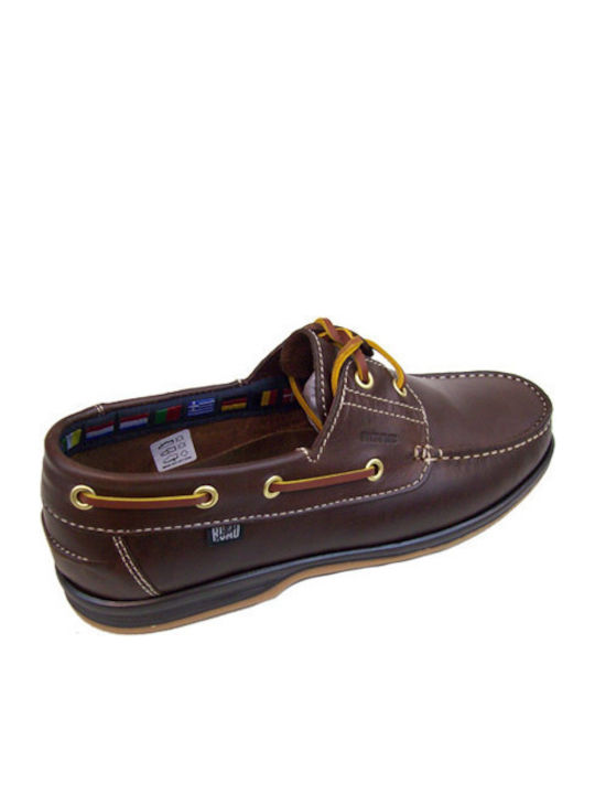 Δερμάτινα Ανδρικά Boat Shoes σε Καφέ Χρώμα