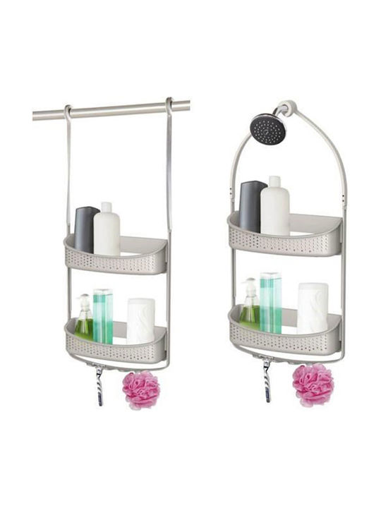 5Five 160922A Montat pe perete Raft Baie Plastic cu 2 Rafturi 31.5x11x70cm Albă