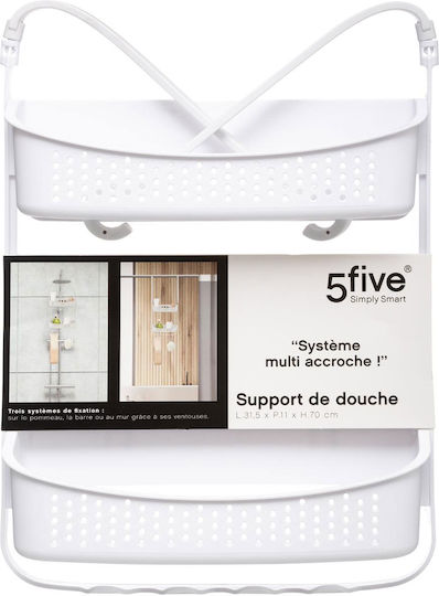 5Five 160922A Wall Mounted Bathroom Shelf Plastic with 2 Shelves 31.5x11x70cm White