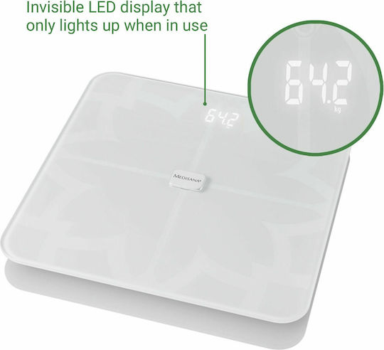 Medisana BS 450 Connect Digital Badezimmerwaage mit Körperfettmessung in Weiß Farbe