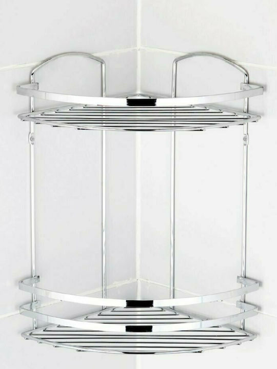 Tekno-Tel 455.BK082/ST Colț Montat pe perete Raft de baie Inox cu 2 rafturi 27x19x32cm