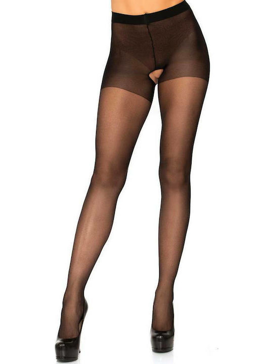 Leg Avenue Sheer Crotchless Pantyhose Sexy Tights Black