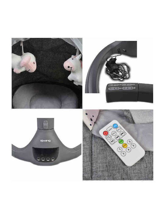Cangaroo Ηλεκτρικό Relax Μωρού ISwing 2 με Μουσική Silver για Παιδί έως 9kg
