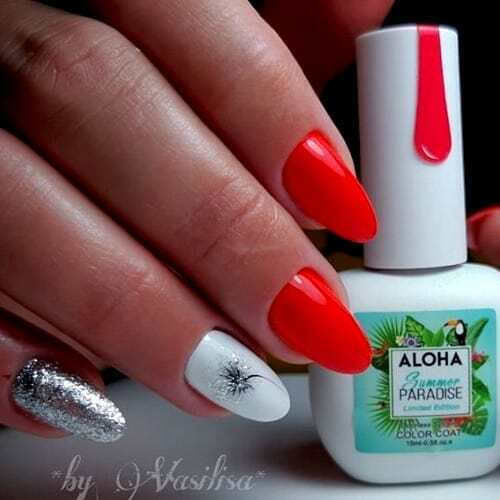 Aloha Fashion Semi-Permanent Nail Polish AF 043 Coral Red 15ml 1pcs
