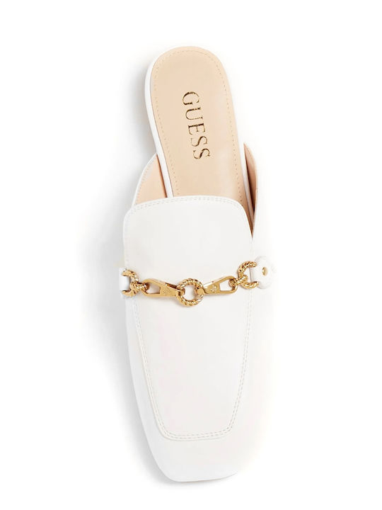 Marisa Flat Δερμάτινα Mules σε Λευκό Χρώμα