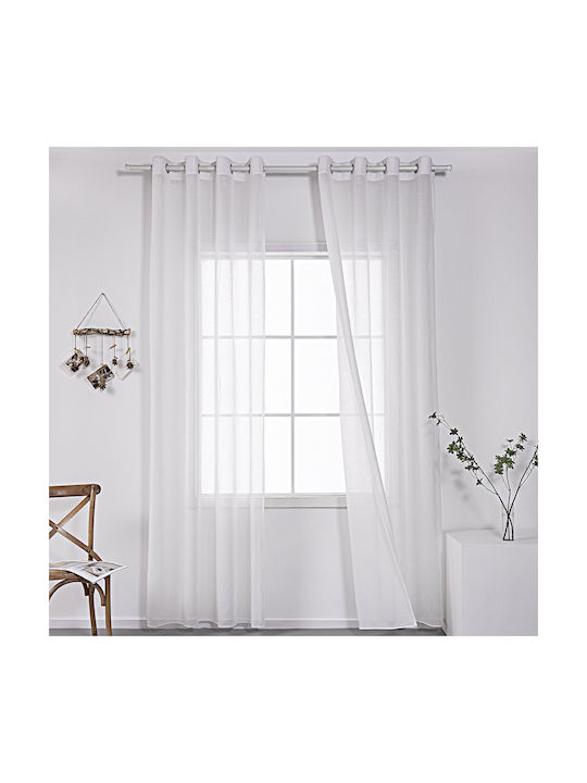 Beauty Home Κουρτίνα με Τρουκς 8440 Λευκή 140x270εκ.