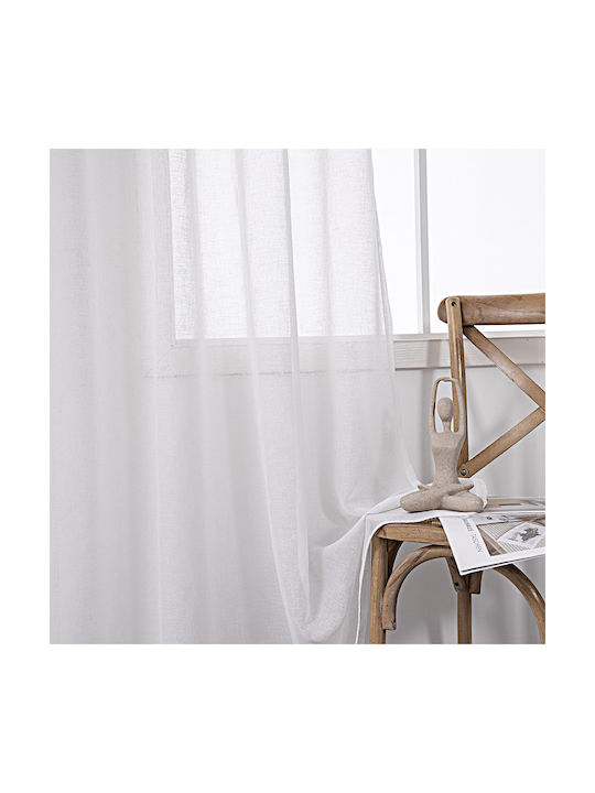 Beauty Home Κουρτίνα με Τρουκς 8440 Λευκή 140x270εκ.