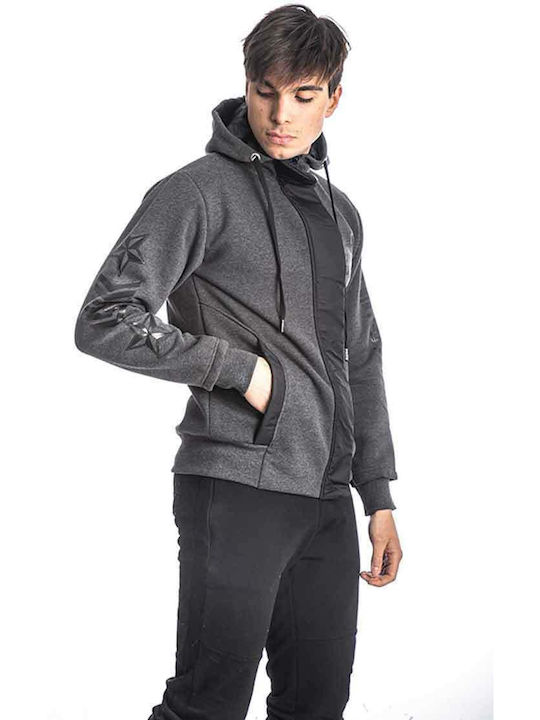 Paco & Co 218642 Men's Sweatshirt Jacket with Hood and Pockets Anthracite 2217599