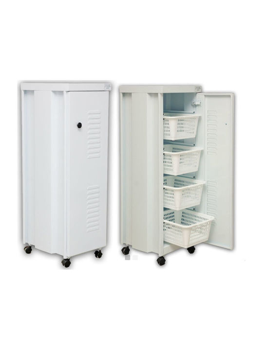 Single Door Wardrobe Fruit holder Φ105 Metallic Galvanized with 4 Shelves 42x34x106cm