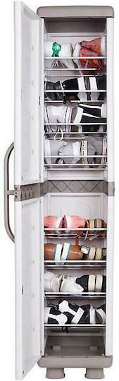 Shoe Cabinet Niovi Plastic with 8 Shelves Beige/White 36x44x179cm