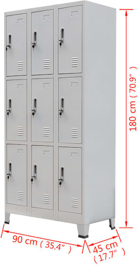 Dulap Metalic cu 9 Dulapuri 60x45x180cm