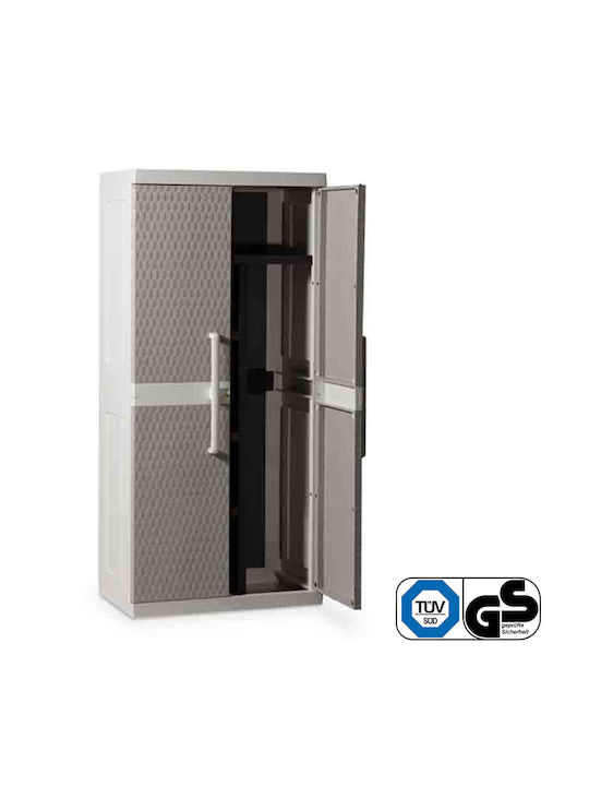 Dulap cu două uși Rattan XL Plastic cu Separator & 4 Rafturi Gri deschis / Gri cald 311 89x54x190cm