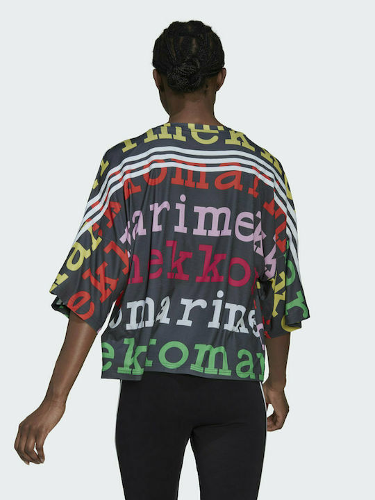 Adidas x Marimekko Feminin Sport Oversized Tricou Negru