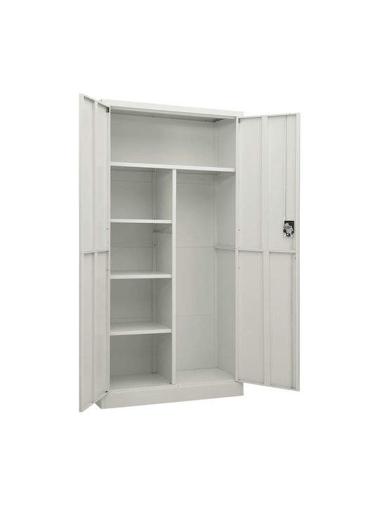 Двукрилен гардероб Метал с разделител и 5 рафтове Grey Light 90x40x180бр
