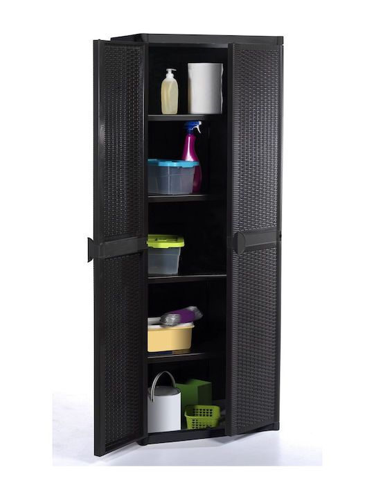 Double Door Wardrobe Plastic with 4 Shelves 65x45x172cm