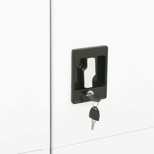 Zweiflügeliger Schrank Metallisch mit Trennwand & 5 Regale White 90x40x180cm
