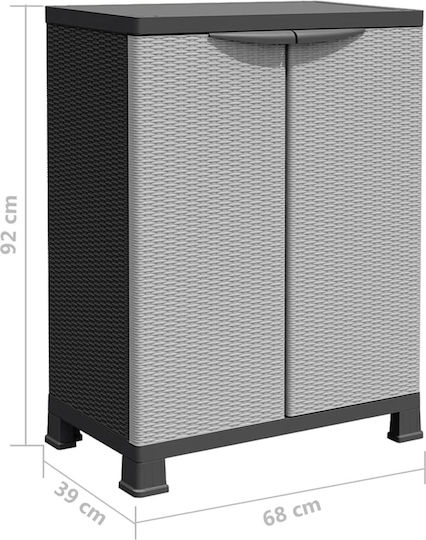 Double Door Wardrobe Plastic with 2 Shelves 68x39x92cm